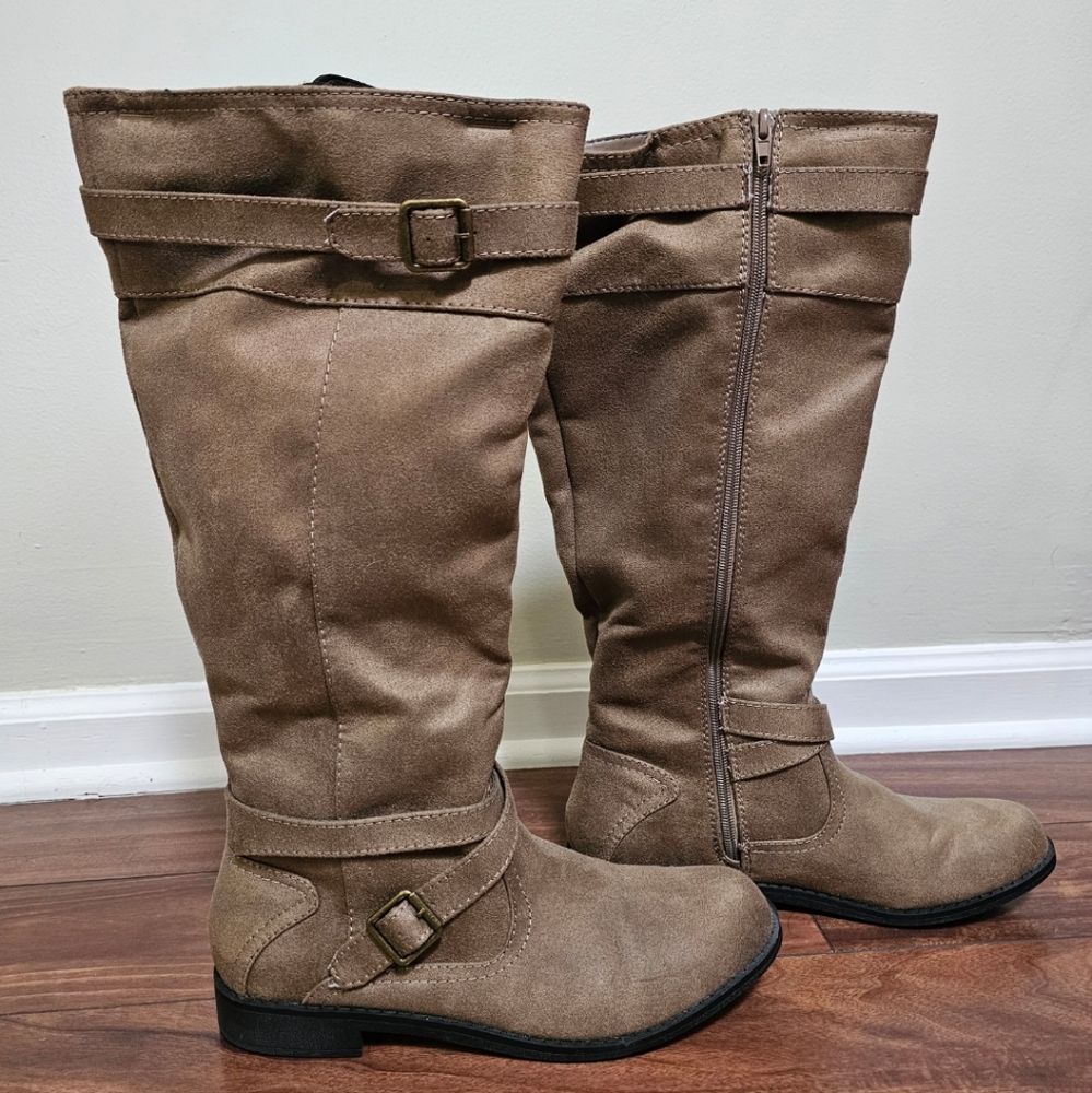 Just Fab Taupe Wide Calf Boots